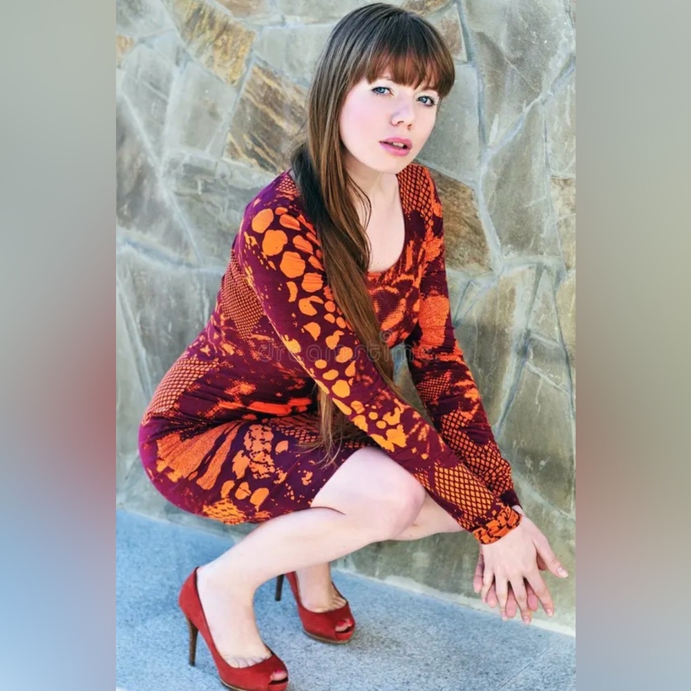 Vibrant Orange and Purple Patterned Dress